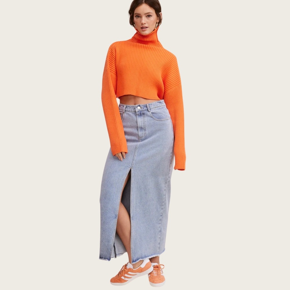 Mimosa Denim Maxi Skirt | Front Slit | Jean | Blue | Large - Picture 3 of 10